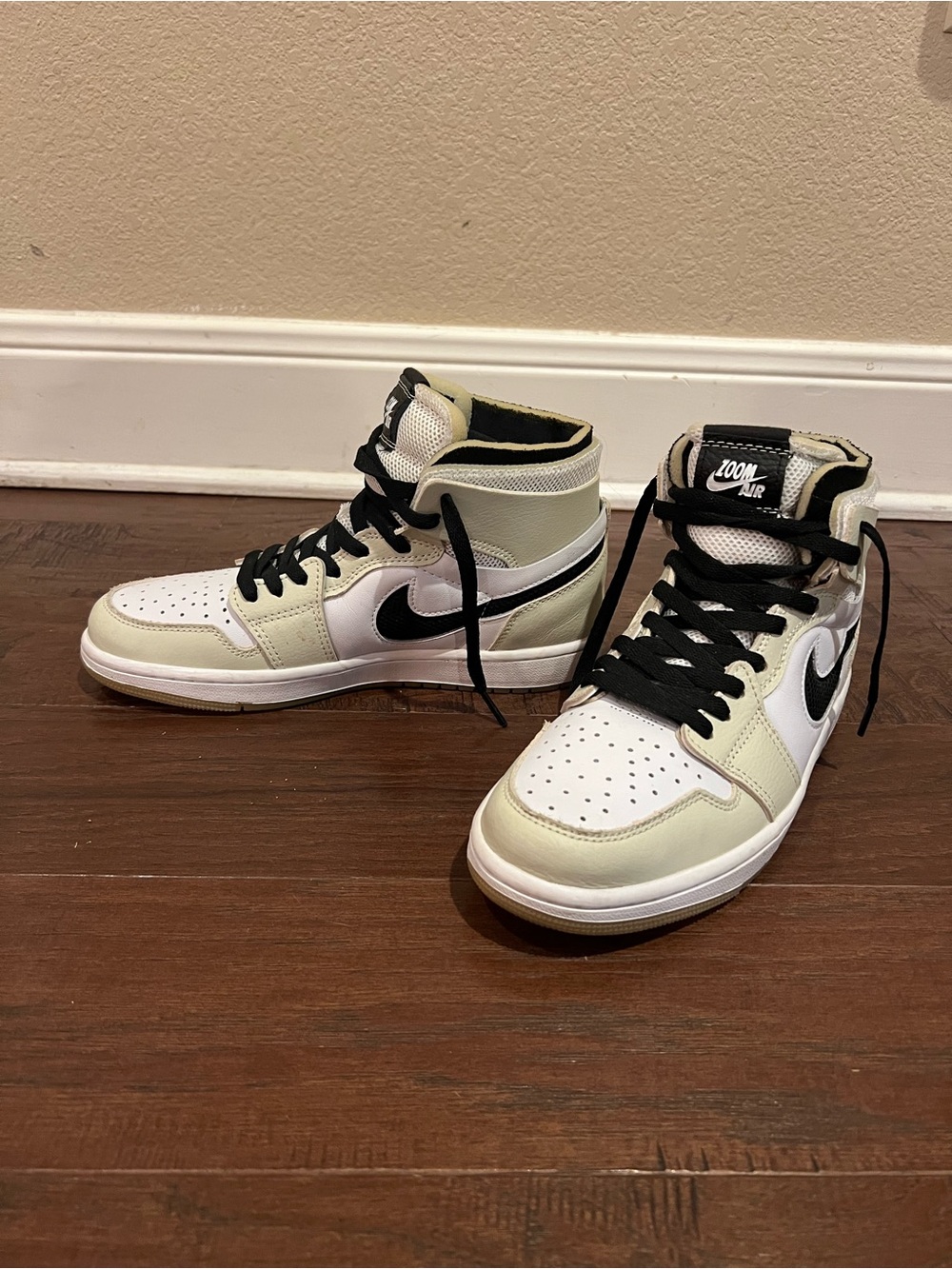 Nike Air Jordan 1 Mid White Black Cream High-Top Sneakers